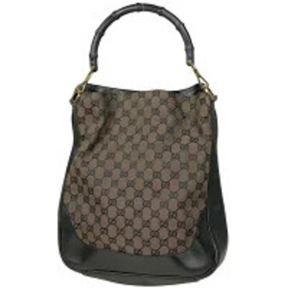Gucci Handbags - Gucci GG tote bag shoulder bamboo canvas brown black
